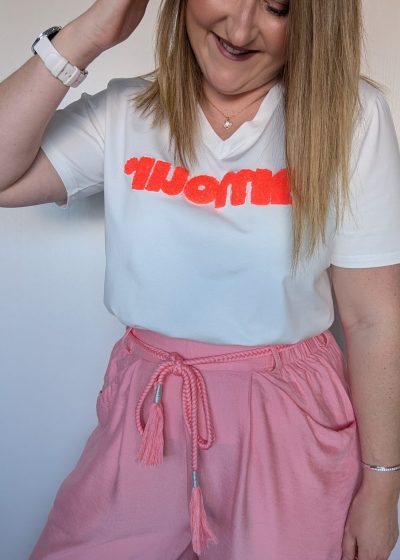 Tee shirt amour rose fluo